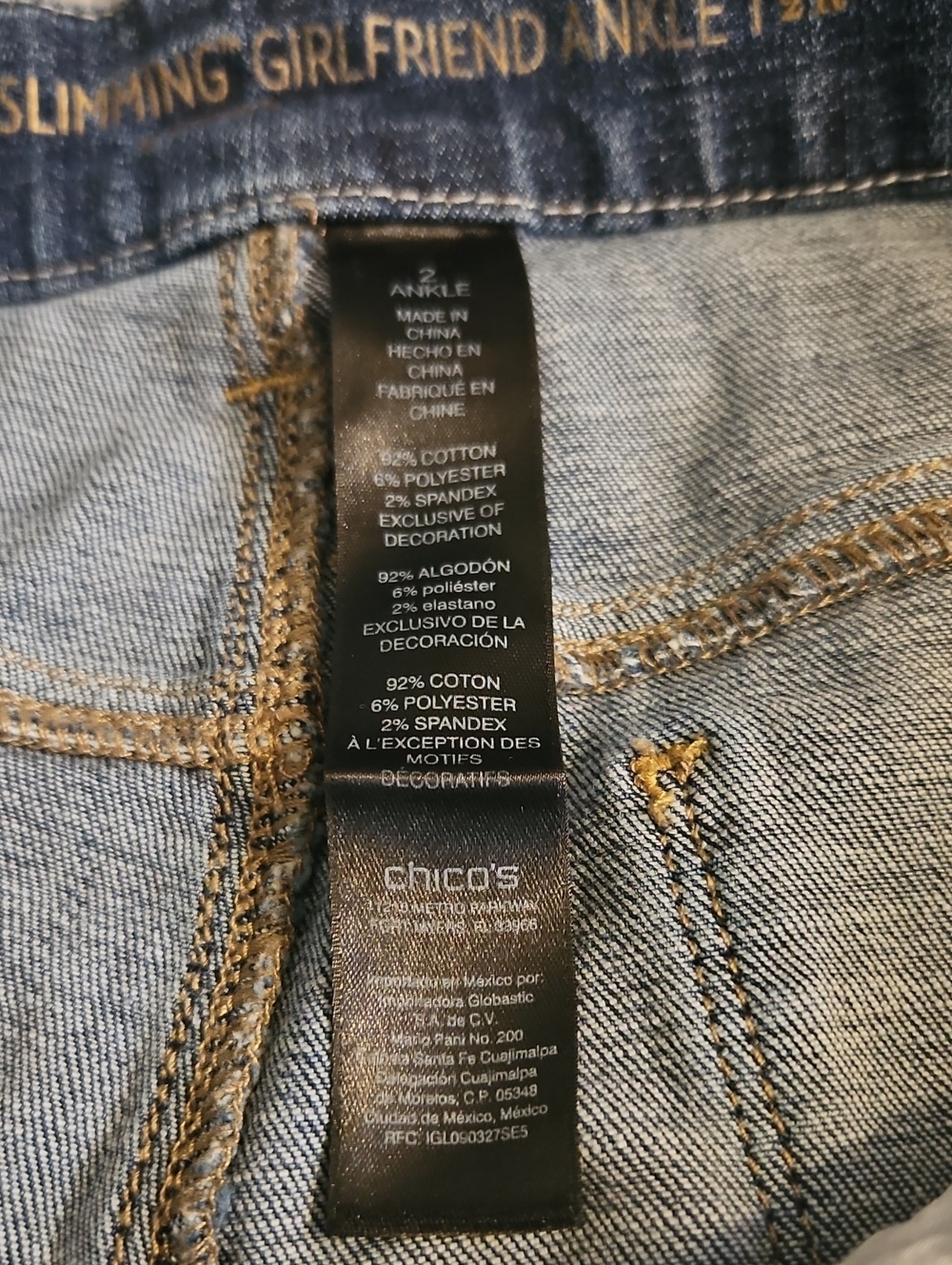 Chico's So Slimming Girlfriend Jeans Size 2 (US 12) Embroidered Boho Ankle - Picture 9 of 13